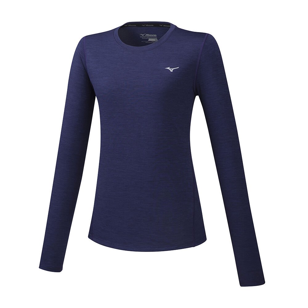 Women's Mizuno Running T-Shirts Peacock Impulse Core LS Apparel - J2GA772212